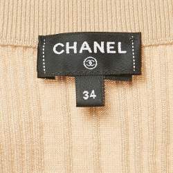 مملوكة مسبقًا Chanel Beige Cotton Knit Sleeveless Top S