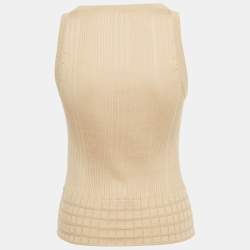 مملوكة مسبقًا Chanel Beige Cotton Knit Sleeveless Top S