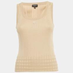 مملوكة مسبقًا Chanel Beige Cotton Knit Sleeveless Top S