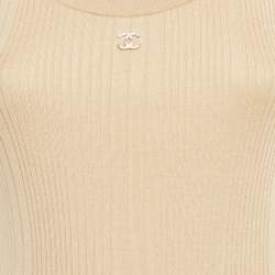 مملوكة مسبقًا Chanel Beige Cotton Knit Sleeveless Top S
