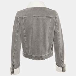 Pre Owned جاكيت شانييل دنيم رمادي مغسول مقاس صغير