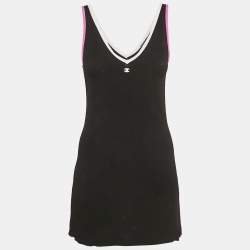 Pre Owned Chanel Black Knit Logo Mini Dress S