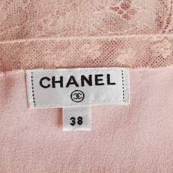 Pre Owned Chanel Light Pink Lace Strappy Short Dress M