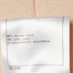 Pre Owned Chanel Pink Textured Knit Brooch Detail Cardigan L