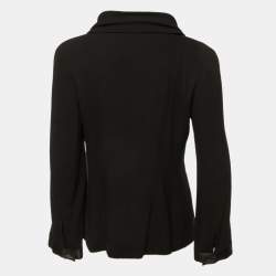 Pre Owned Chanel Black Wool Button Front Jacket L