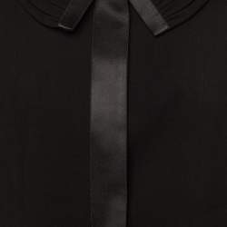 Pre Owned Chanel Black Wool Button Front Jacket L