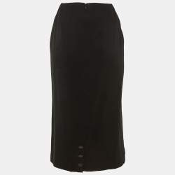 Pre Owned Chanel Black Wool Pencil Skirt L