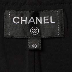 Pre Owned Chanel Black Lurex Camelia Pattern Stretch Jersey Shorts M