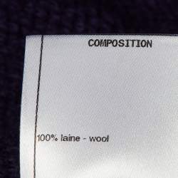 Pre Owned Chanel Navy Blue Coco Neige Wool Crew Neck Jumper M