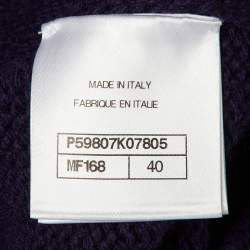 Pre Owned Chanel Navy Blue Coco Neige Wool Crew Neck Jumper M