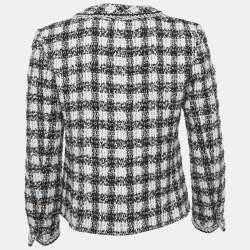 Pre Owned Chanel Black/Blue Tweed Button Detail Jacket S
