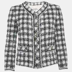 Pre Owned Chanel Black/Blue Tweed Button Detail Jacket S