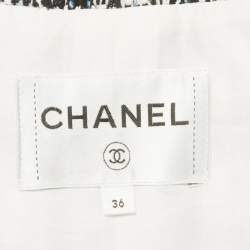 Pre Owned Chanel Black/Blue Tweed Button Detail Jacket S