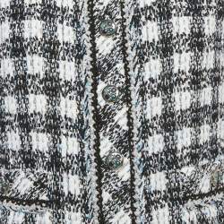 Pre Owned Chanel Black/Blue Tweed Button Detail Jacket S