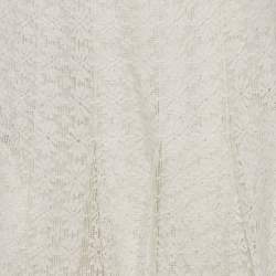 Pre Owned Chanel White Floral Lace Pleated Mini Skirt M