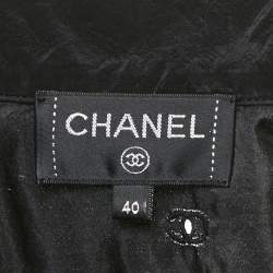 Pre Owned Chanel Black CC Embroidered Silk Sleeveless Shirt M