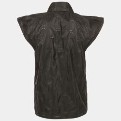 Pre Owned Chanel Black CC Embroidered Silk Sleeveless Shirt M
