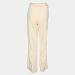 Pre Owned Chanel Cream Crepe Trousers M