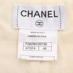 Pre Owned Chanel Cream Crepe Trousers M
