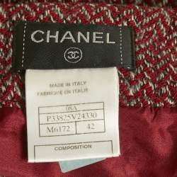 Pre Owned تنورة شانيل جاكار بورجوندي من صوف على شكل قلم رصاص كبيرة