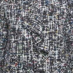 Pre Owned Chanel Blue Single Hook Tweed Ruffled Jacket S