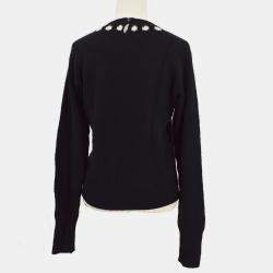 Pre Owned Chanel 95A #44 Round Neck Long Sleeve Knit Top Black