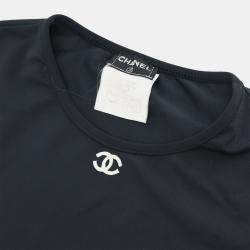 Pre Owned Chanel Cropped T-shirt Top Black Size M