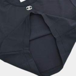 Pre Owned Chanel Cropped T-shirt Top Black Size M