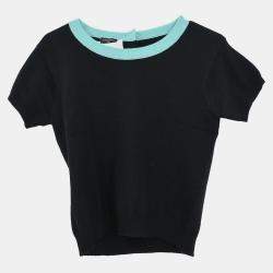 مملوكة مسبقًا Chanel Ensemble Cardigan Short Sleeve Top Black Size L