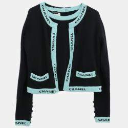 مملوكة مسبقًا Chanel Ensemble Cardigan Short Sleeve Top Black Size L