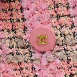 Pre Owned Chanel Double Breasted Jacket Tweed Pink Size S