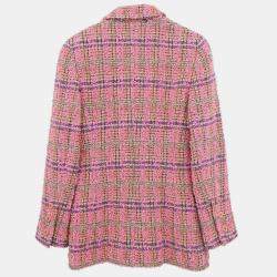 Pre Owned Chanel Double Breasted Jacket Tweed Pink Size S
