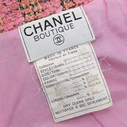 Pre Owned Chanel Double Breasted Jacket Tweed Pink Size S