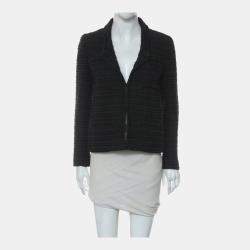 Pre Owned Chanel Striped Tweed Long Sleeve Jacket