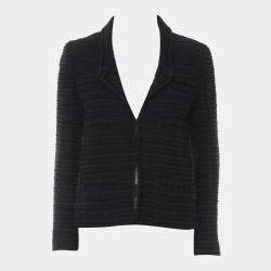 Pre Owned Chanel Striped Tweed Long Sleeve Jacket