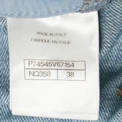Pre Owned Chanel Blue CC Pattern Denim Sequin Pocket Jeans M/Waist 28"