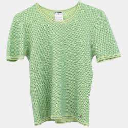 Pre Owned Chanel Ensemble Cardigan Short Sleeve Top Light Green 01C #38