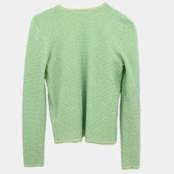 Pre Owned Chanel Ensemble Cardigan Short Sleeve Top Light Green 01C #38