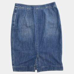 Pre Owned Chanel Denim Skirt Blue 08P #36