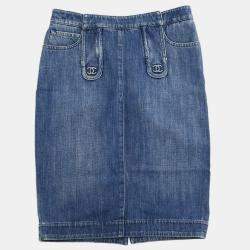 Pre Owned Chanel Denim Skirt Blue 08P #36