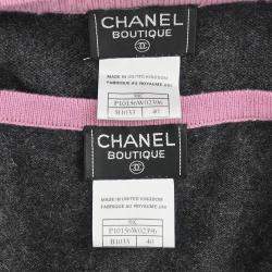 Pre Owned Chanel Ensemble Cardigan Short Sleeve Top Gray 98C #40