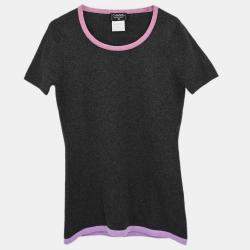 Pre Owned Chanel Ensemble Cardigan Short Sleeve Top Gray 98C #40