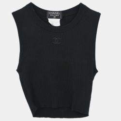 Pre Owned Chanel Sleeveless Tank Top Cropped Black P95 #40