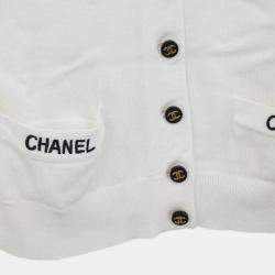 Pre Owned Chanel Short Sleeve Cardigan White #36