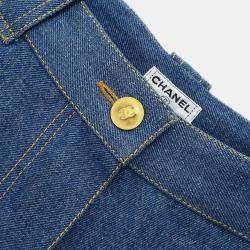 Pre Owned Chanel Long Denim Pants Blue 02839 #38