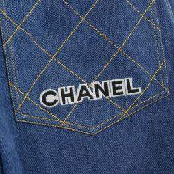 Pre Owned Chanel Long Denim Pants Blue 02839 #38