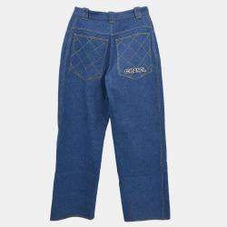 Pre Owned Chanel Long Denim Pants Blue 02839 #38