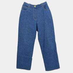 Pre Owned Chanel Long Denim Pants Blue 02839 #38