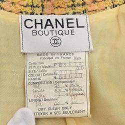 Pre Owned Chanel Double Breasted Jacket Tweed Yellow 94A #36
