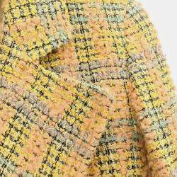 Pre Owned Chanel Double Breasted Jacket Tweed Yellow 94A #36